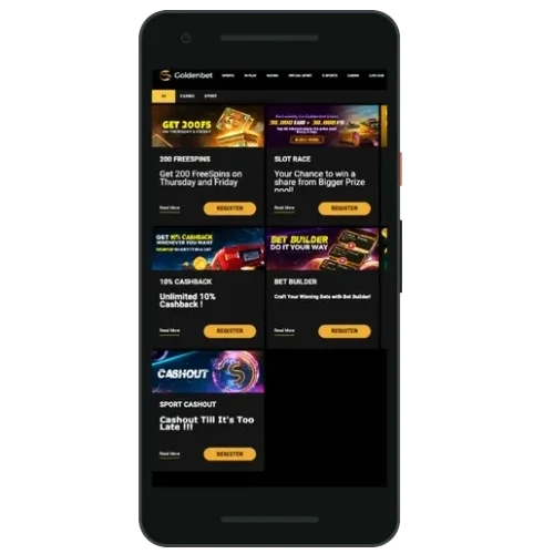 GoldenBet mobile game lobby