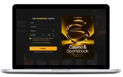 GoldenBet casino lobby on a laptop